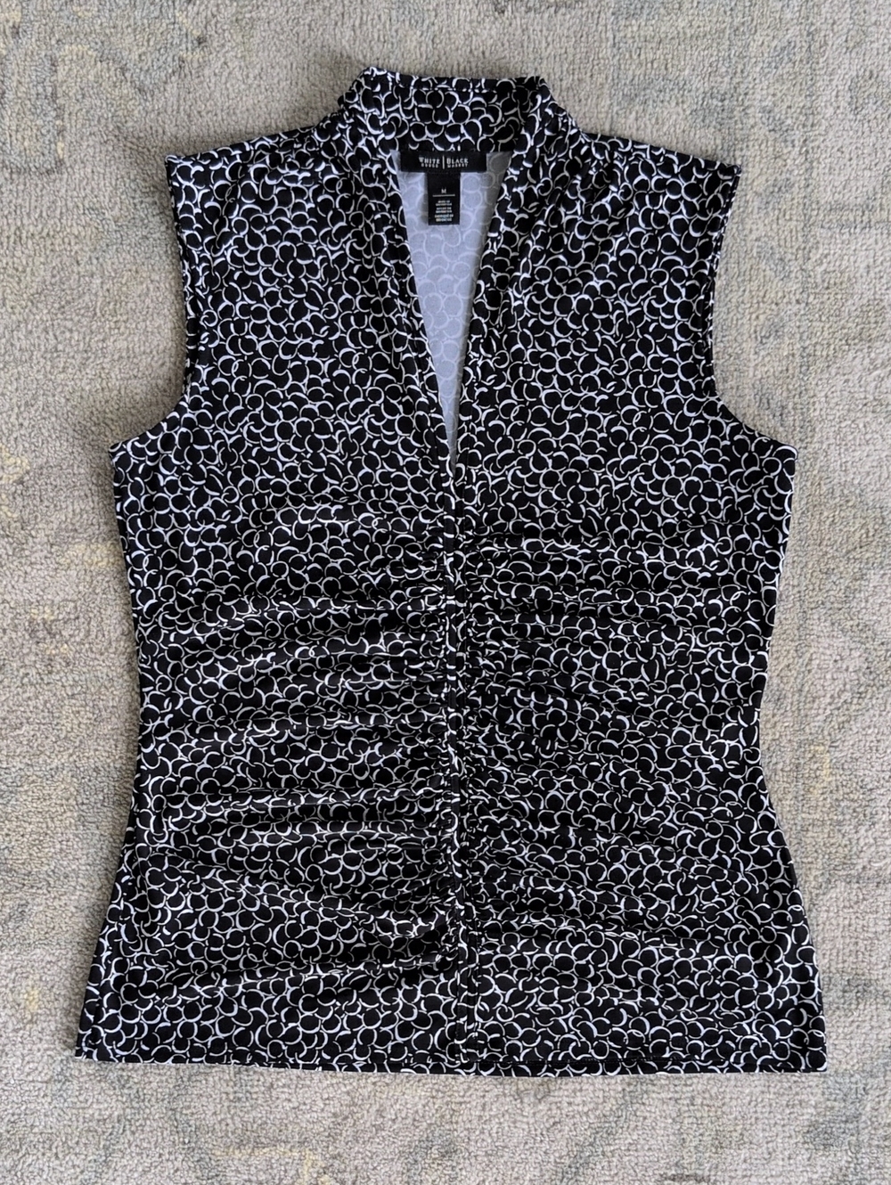 WHBM Sleeveless Ruched V-Neck Blouse
